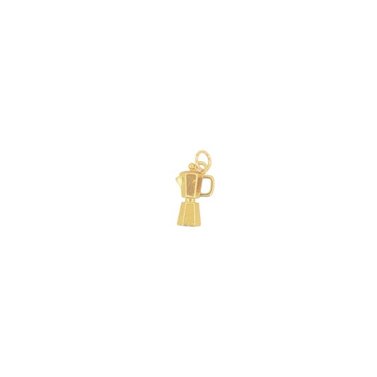 Mini gold espresso coffee maker charm.