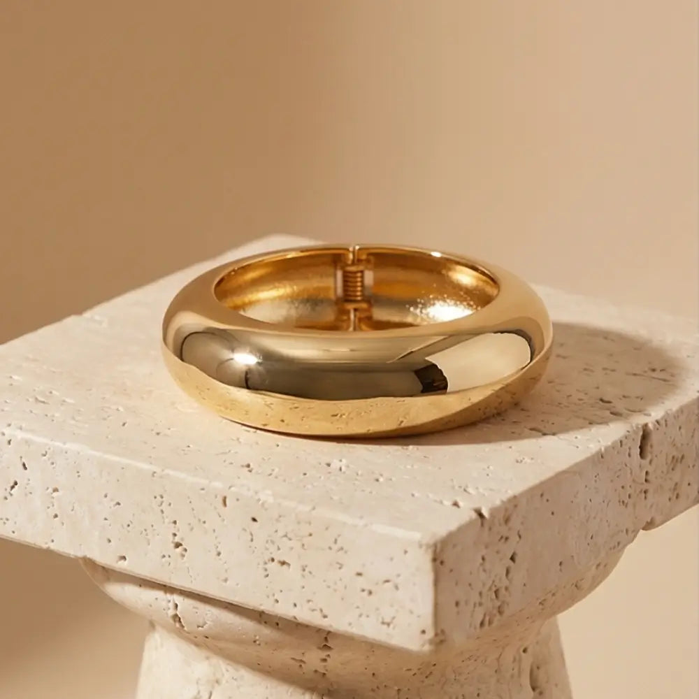 chunky gold bangle bracelet minimalist statement jewelry