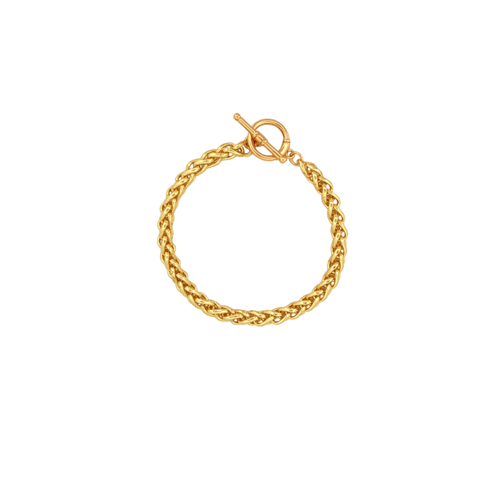Gold braided toggle charm bracelet base designed for personalized Charm Bar jewelry.
