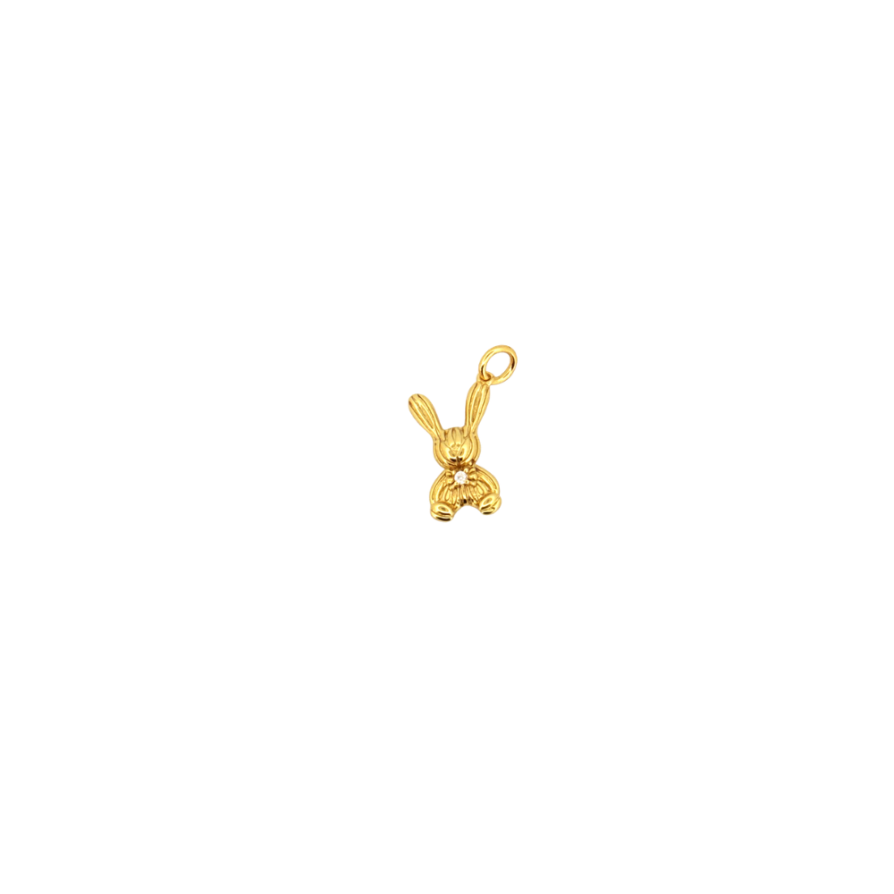 Small gold bunny charm for personalized charm bracelet or necklace.