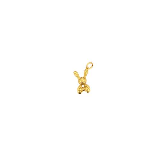 Small gold bunny charm for personalized charm bracelet or necklace.