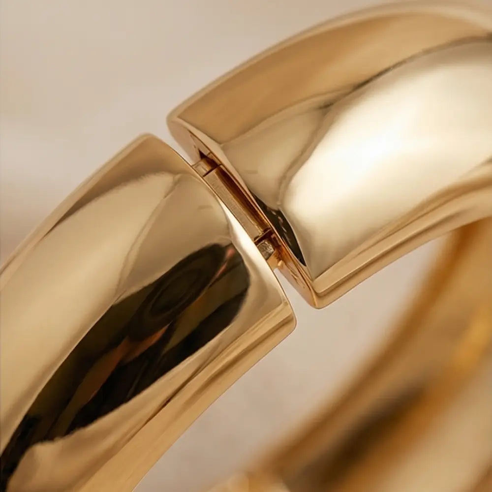 gold dome bracelet clasp detail high shine finish