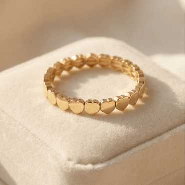 Heart Stretch Bracelet – Gold or Silver Elastic Beaded Bracelet for Women