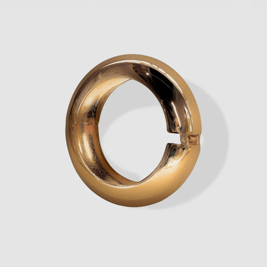 Gold Tone Stainless Steel Bold Dome Bangle Bracelet For Women