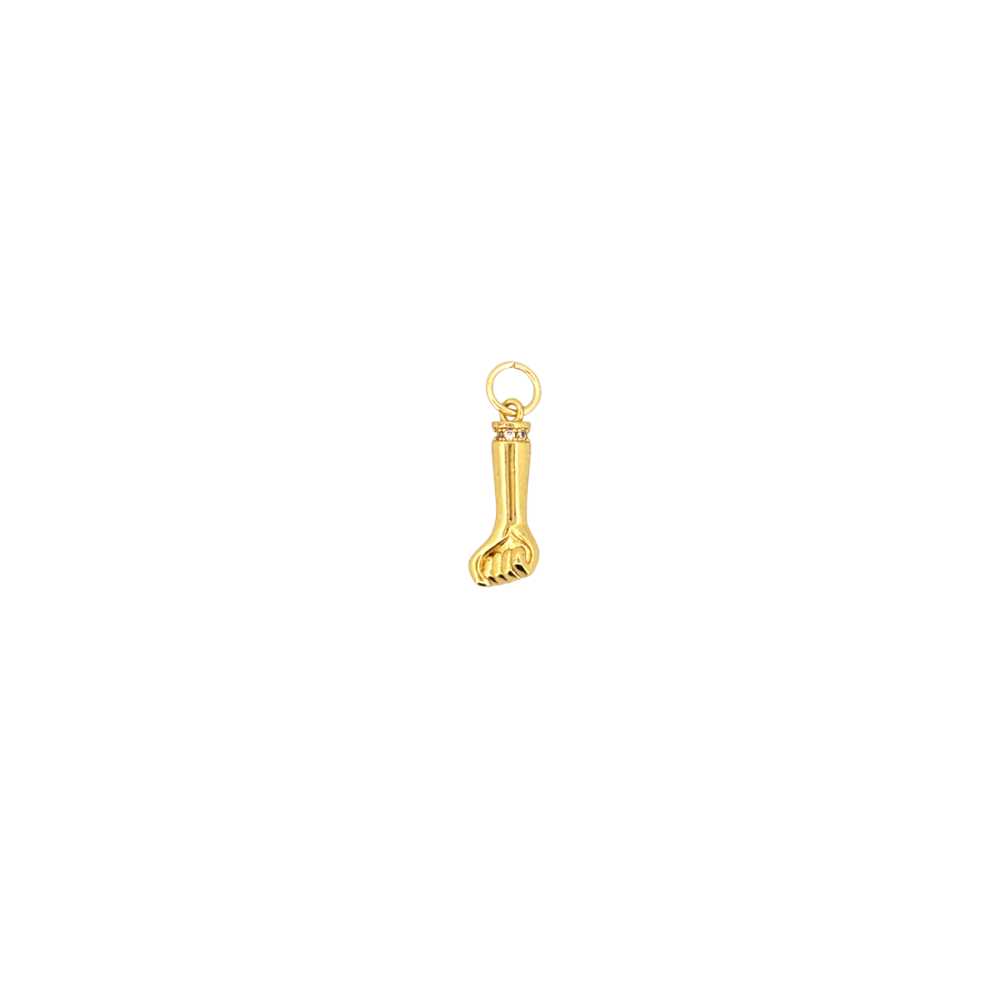 Small gold lucky hand charm.
