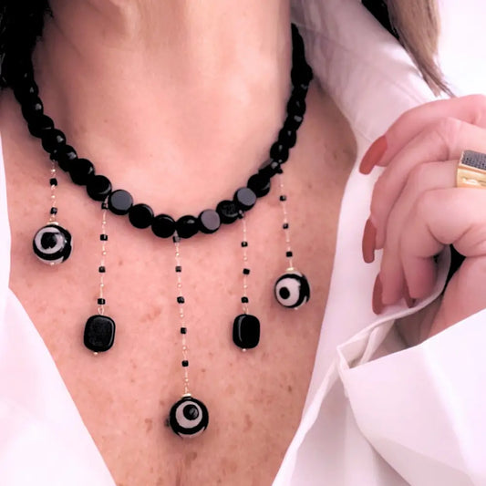 Midnight Evil Eye Statement Necklace
