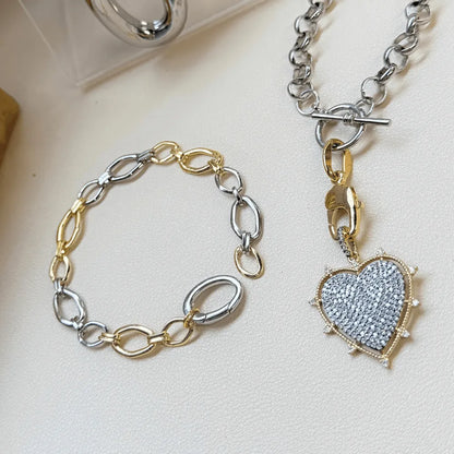 Mixed Metal Stainless Steel Chain Bracelet For Women