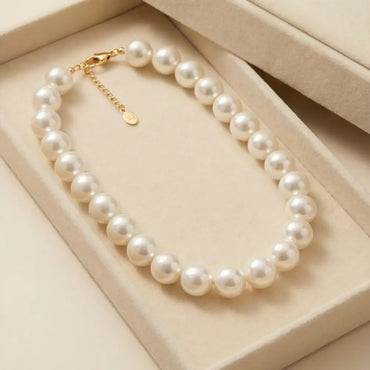 15mm pearl statement necklace in jewelry box classic choker with gold clasp