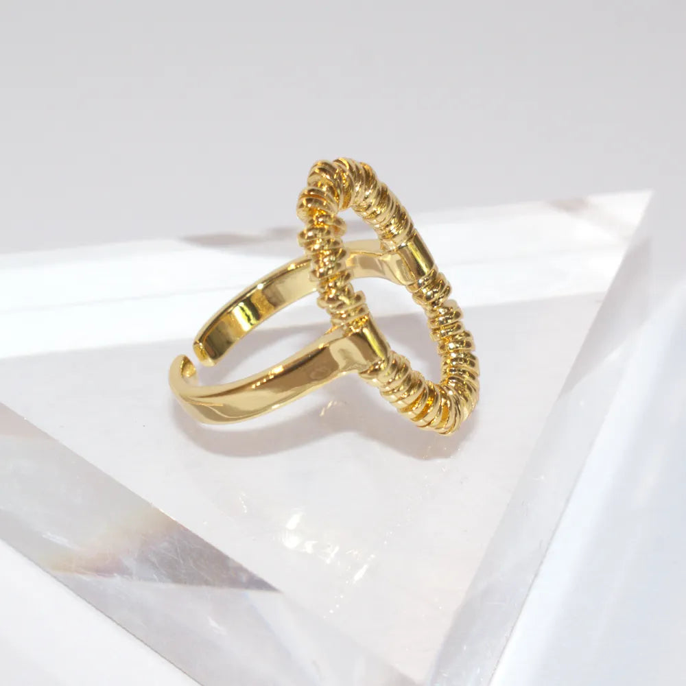 Radiate Textured Oval Ring - 18K Gold Plated Adjustable