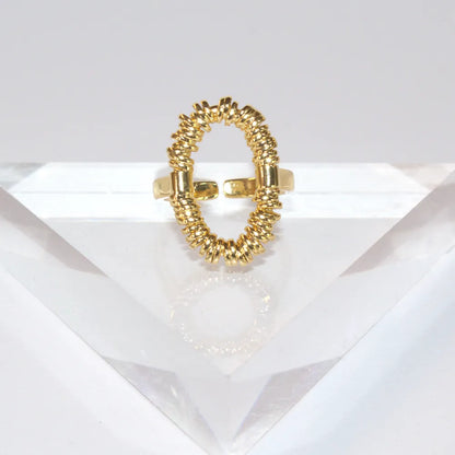 Radiate Textured Oval Ring - 18K Gold Plated Adjustable