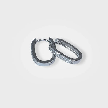 Luxe Square Silver Hoop Earrings With Cz Sparkle