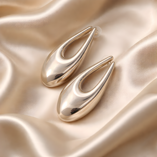 Statement Earrings – Sculptural Drop Design in Gold & Silver (2.5”)