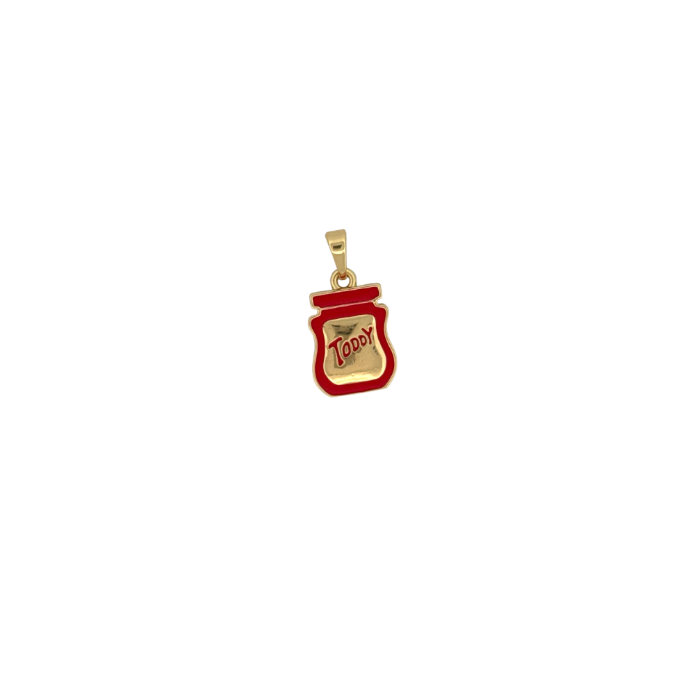 Gold enamel Venezuelan chocolate drink charm for personalized Charm Bar jewelry.